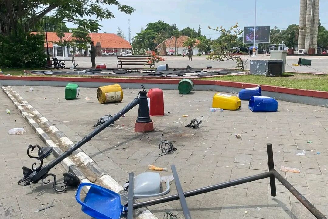 Kondisi Alun-alun Indramayu pasca Demo