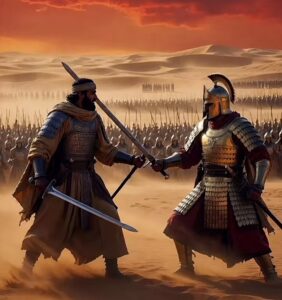 Ilustrasi Duel Khalid bin Al-Walid dengan Hormuz